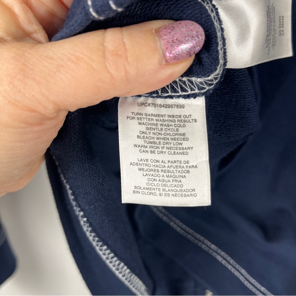 Anne Klein Sport Women's Activewear Blue Hooded Nautical Full Zip Jacket Size L - Picture 9 of 10